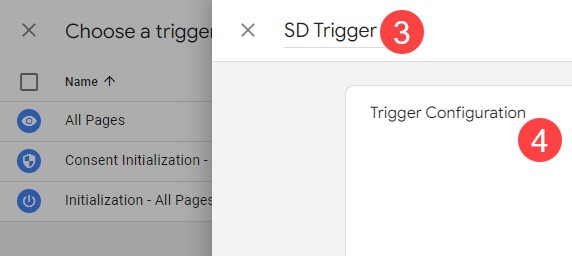 Add trigger name and click trigger configuration
