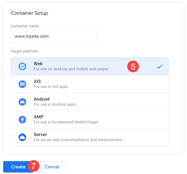 Container setup in Google Tag Manager