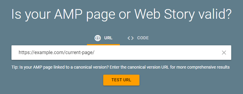 Google AMP testing tool