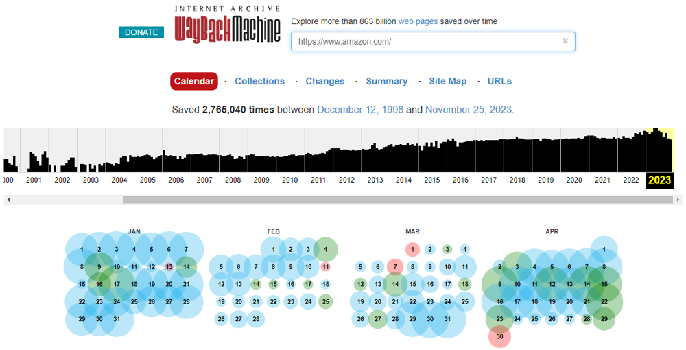 WayBack Machine in archive.org website